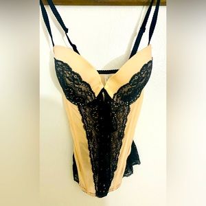 Victoria’s Secret corset lingerie top 36d black and tan